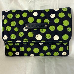 Vera Bradley Euro Wallet Tri Fold - Lucky Dots (Green, Navy and White)